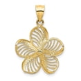 thumbnail image 4 of 14k Yellow Gold Solid Polished Finish Textured Back Beaded Plumeria Flower Charm Pendant, 4 of 4