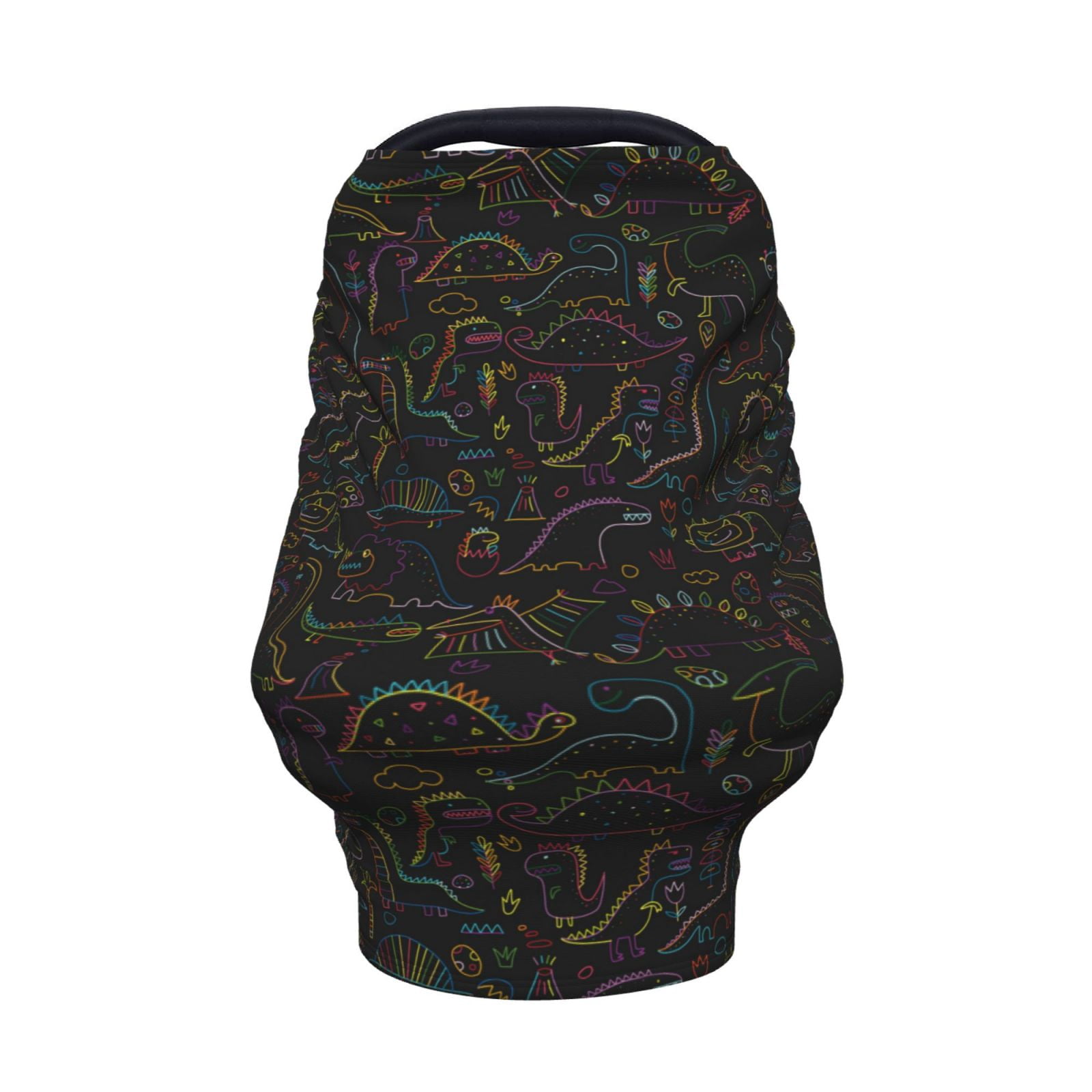 Fotbe Doodle Dinosaur Pattern Car Seat Covers for Babies, Nursing Breastfeeding Cover Infant Carseat Canopy, Soft Stretchy Carrier Cover