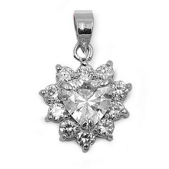 Heart Cubic Zirconia Pendant Sterling Silver