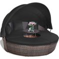 thumbnail image 1 of Costway Patio Rattan Daybed Cushioned Sofa Adjustable Table Top Canopy Black, 1 of 10