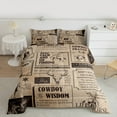 thumbnail image 3 of Homewish Cowgirl Cowboy Bedding Comforter Set, Farmhouse Lodge Cabin Twin Comforter Sets, Vintage Fashion Newspaper Reversible Bedding Set, Microfiber Bedroom Decor, 2-Piece, 3 of 9