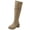 Khaki Boot, variant on Women Knee High Boot Round Toe Snap Button Single Buckle Pull On Block Heel Shoe For Urban Stroll Black 39
