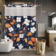 thumbnail image 5 of Spring Flowers No Hooks Shower Curtain with Snap-in Liner Retro Pastoral Orange Leaf Shower Curtains for Bathroom, Waterproof, Easy Install, Washable 48"x72", 5 of 9