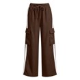 thumbnail image 2 of BXJX Boys Cargo Pants, Multi Pocket Straight‑Leg Side Stripe Elastic Waist Casual Trousers Brown Size 14-15 T, 2 of 8