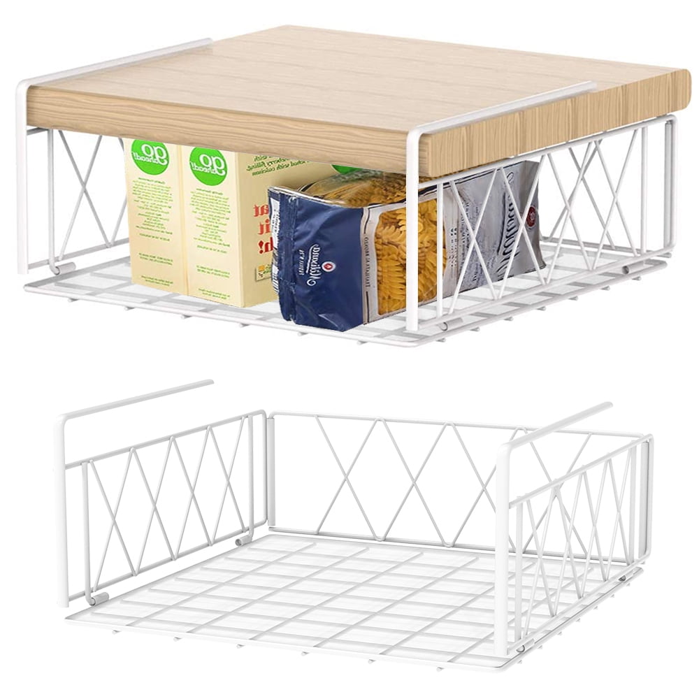 Storage Basket, 2 Pack Under Shelf Hanging Basket, Vertical Wire Rack