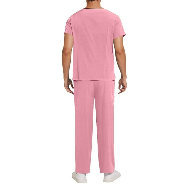 Penkiiy Scrubs Set para hombres, Classic V-Neck Stretch Top&