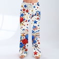 thumbnail image 2 of USA Anniversary 250 Womens Workout Pants United States American Flag Print Elastic High Waist Lounge Pants Wide Leg Regular Fit Comfy Breathable Pajama Bottoms, #01 Blue, XXL, 2 of 5