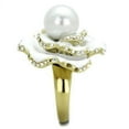 thumbnail image 4 of IP Gold(Ion Plating) Stainless Steel Ring with Synthetic Pearl in White for Women White Stone Color Style TK1847 Size 5, 4 of 4