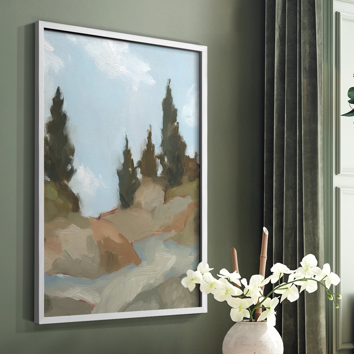 West Fork Hiking Trail II Framed Print in White Solid Wood 11 x 14 Framed Print