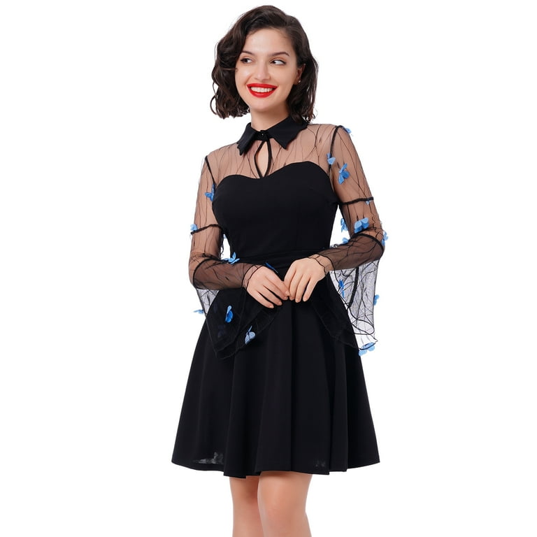 Ibtom Castle Women's Vintage 1950s Cocktail Party Polka Dots Prom Tea Dress Retro Swing Hepburn Party Gown 3XL Black-Butterfly Ibtom Castle Women's Vintage 1950s Cocktail Party Polka Dots Prom Tea Dress Retro Swing Hepburn Party Gown 3XL Black-Butterfly