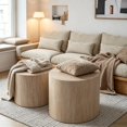thumbnail image 5 of Round Coffee Table Set of 2, Nesting Coffee Table for Living Room, Modern Drum Side Table End Table, No Assembly Required, Accent Furniture for Bedroom, Balcony, Library, Cave Stone Pattern, 5 of 5