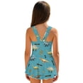 thumbnail image 2 of COEQINE Girls Swimsuit for Swimming, One Piece with Full Coverage Skirt & Built-in Brief, Stretchy Scoop Neck Swim Dress, Fixed Wide Straps, for Kids 8-9 Years, Dinosaur Blue, 2 of 8