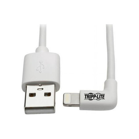 UPC: 0037332222060 | Tripp Lite Lightning to USB Sync Charge Right-Angle iPhone iPad White 6ft (M100-006-LRA-WH)