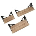 thumbnail image 1 of Wood Floating Shelf, Stable Structure Triangular Iron Brackets 3 Sets Simple Style Wall Storage Shelves Multifunctional  For Studying Room, 1 of 8