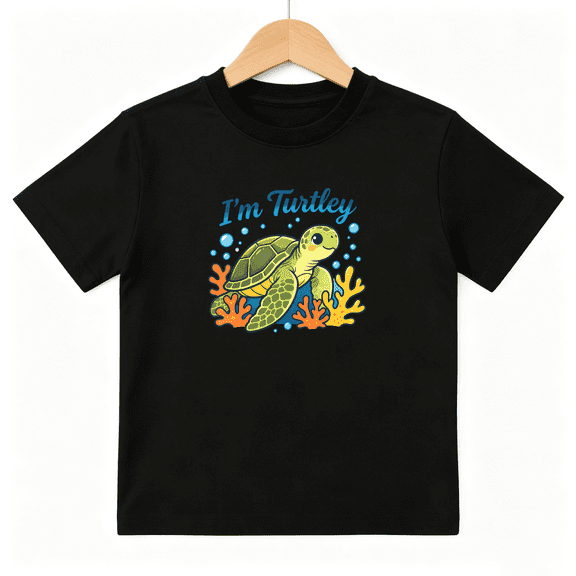 Im Turtley Boys Graphic Tee, Cute Turtle Sea Ocean Animal Pun 100% Cotton Kids Short Sleeve T-Shirt