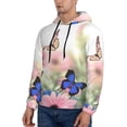 thumbnail image 3 of Kdxio Butterfly And Flowers Print Mens Casual Hooded Collar Drawstring Hoodies Pullover Sweatshirts Casual Long Sleeve Shirts-XX-Large, 3 of 7