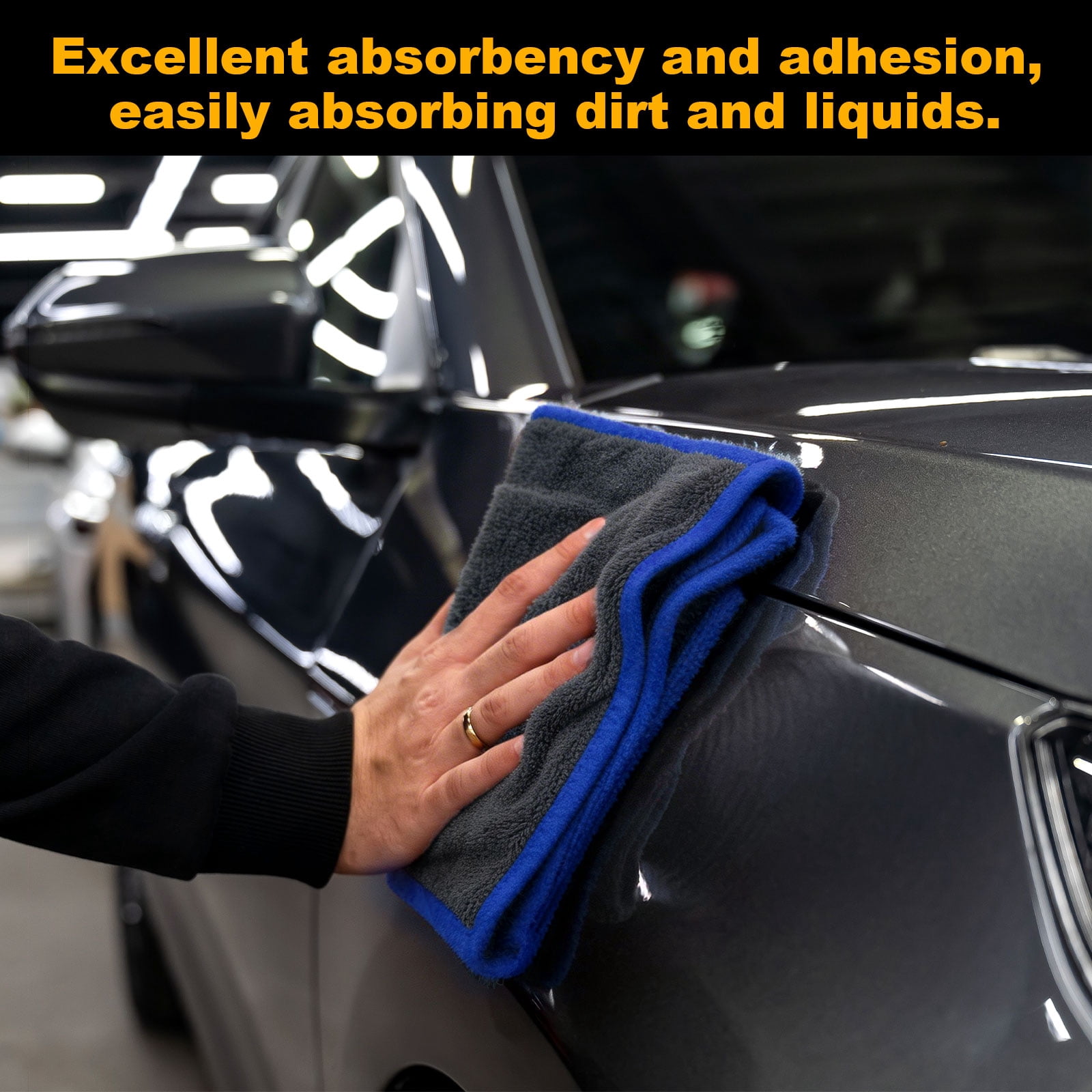 Uxcell Car Microfiber Towels 23.62 x 62.99 Inch Ultra Absorbent Microfiber Towel Care Polishing Detailing Waxing Cloths Single Layer for Car Kitchen Window, Grey/Blue(600GSM)