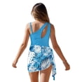 thumbnail image 6 of Xixirimido Palm Leaf Blue Print Girls Swimsuits Set One Piece Swimsuit with Mesh Cover Up Quick Dry Summer Bathing Suit with Adjustable Strap & Removable Bra, Size 13-14 Years, 6 of 7