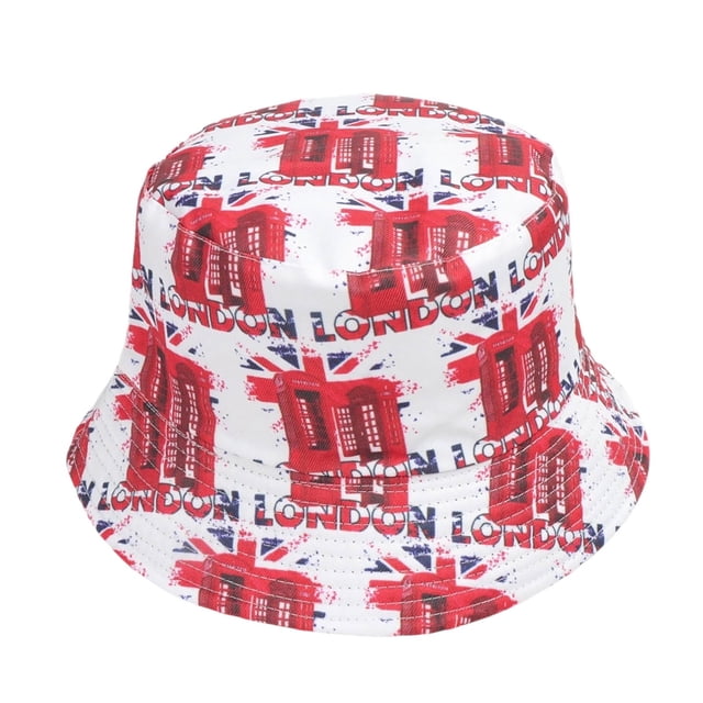 Chapeau Bob pour Extérieur Léger Réglable Grand Bord Accessoire d'Été avec Design Imprimé Britannique pour Usage Quotidien Décontracté