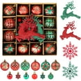 thumbnail image 1 of 1 Box 40Pcs Christmas Baubles Red Green Glitter Christmas Baubles Snowflakes Christmas Tree Decorations Shatterproof Christmas Tree Decorations for Christmas Tree Garlands, 1 of 5