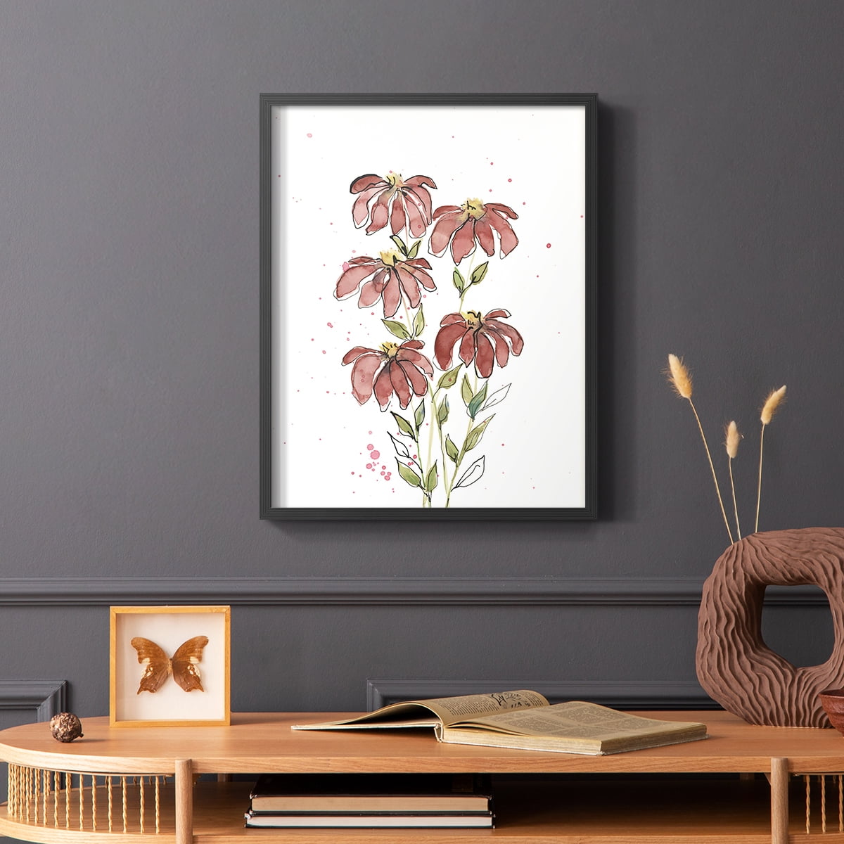 Watercolor Blooms II Framed Print in Black Solid Wood 11 x 14 Framed Print