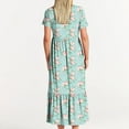 thumbnail image 6 of Viikei Womens Dresses Summer,Elegant Short Sleeve Dress for Women,Women's Printing Casual Short Sleeve Crewneck Dress Flowy Tiered Maxi Beach Dress with Pockets Light Blue M, 6 of 6