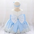 thumbnail image 5 of Jalioing Toddler Baby Girls Puffy Dress Sleeveless Bowknot Cake Skirt Birthday Party Cute Dresses 0-24 Months (0-6 Months, Blue), 5 of 9