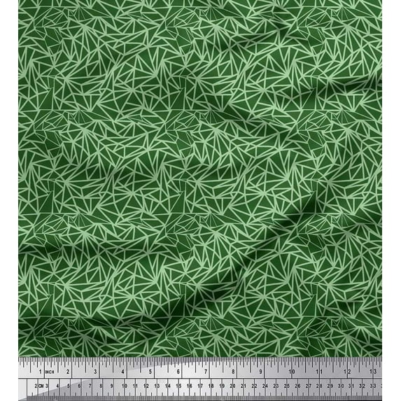 Soimoi Moss Georgette Fabric Triangle Glitch Shirting Fabric Prints by Yard 42 Inch Wide