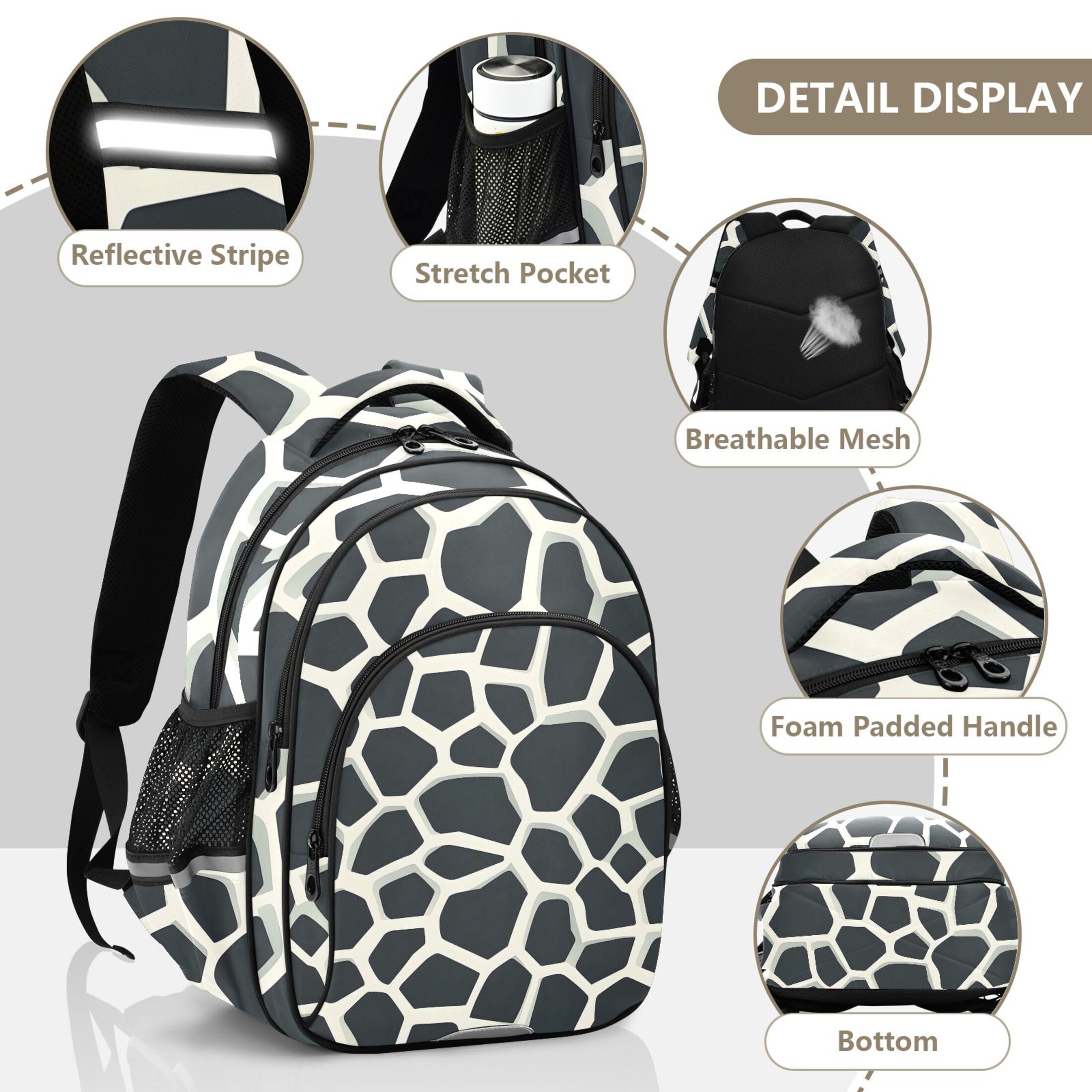 ALAZA Cow Print School Backpack Elementary Bag Bookbag Travel Rucksack