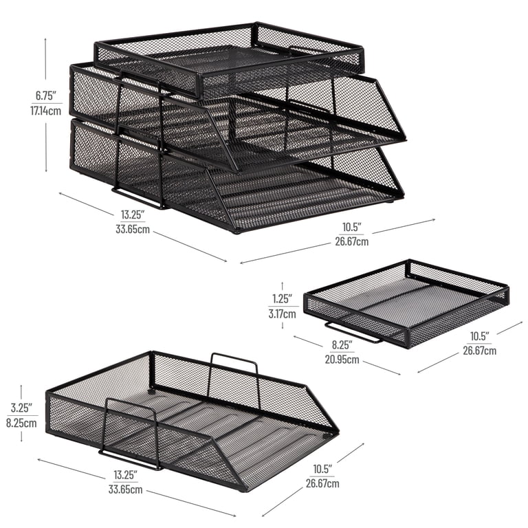Mind Reader 2-Tier Paper Tray with Supply Compartment, Black photo 3