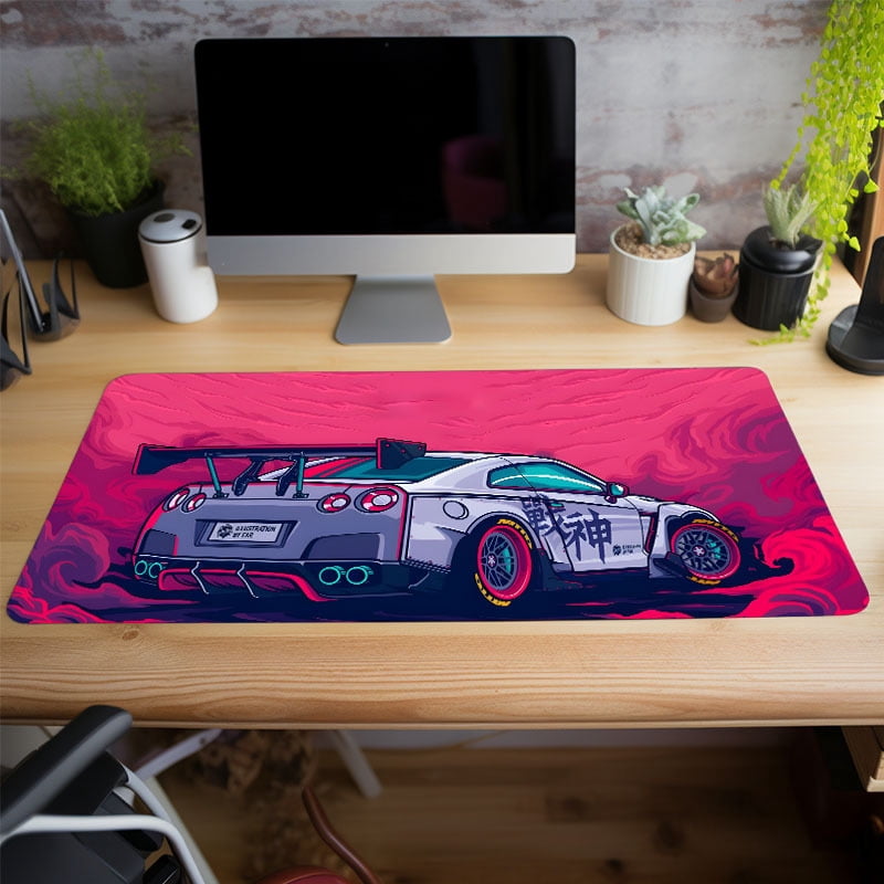 Cool Pink Racing Sports Car Large Gaming Mouse Pad - Non-Slip, Aesthetic Desk Mat For Gamers & Office Use - Perfect Birthday Gift For Teens, Friends, And Boyfriends