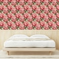thumbnail image 3 of Ambesonne Peonies Peel & Stick Wallpaper for Home, Watercolor Floral Leafy Art, 13"x36", Olive Green and Pastel Pink, 3 of 5