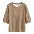 thumbnail image 7 of Otntypg Fall 3/4 Sleeve Crewneck Sweatshirts for Women Trendy Basic Solid Color Athletic Workout Tees Shirt Loose Oversized Casual Pullover Tops, 7 of 7