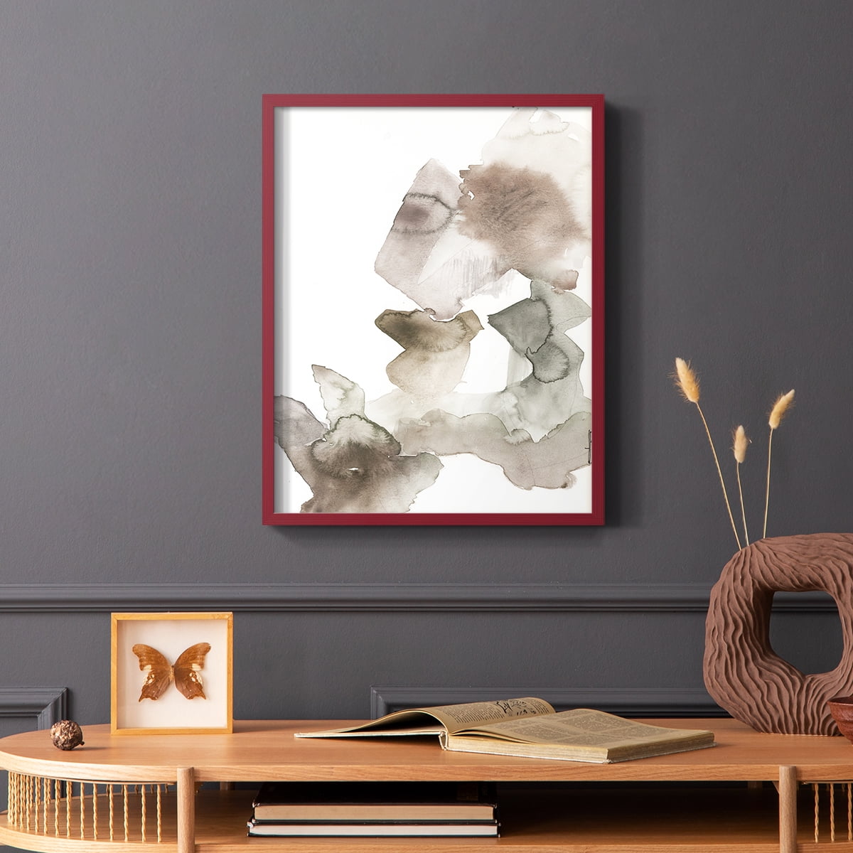 Untitled IX V31 Framed Print in Red Solid Wood Framed Print No Nail Hanging