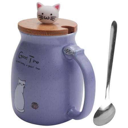 

New sesame heat-resistant cup color with lid cup milk coffee ceramic mug children cup office gifts（blue）