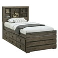 thumbnail image 4 of Full Size Captain Bed with Trundle, Farmhouse Style Wood Platform Bed Frame with Three Drawers and Storage Shelf  for Bedroom, Guestroom, Rustic Brown, 4 of 7