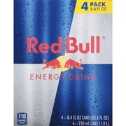 Red Bull Energy Drink, 80mg Caffeine, 8.4 fl. oz., Pack of 4 Cans