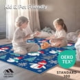 thumbnail image 4 of ODIKA 5'x7' Machine Washable Non-Slip Area Rug, Whimsical Snowman Forest and Falling Flakes Interlocking Storybook Theme High Traffic Rug, Blue, 617650, 4 of 5