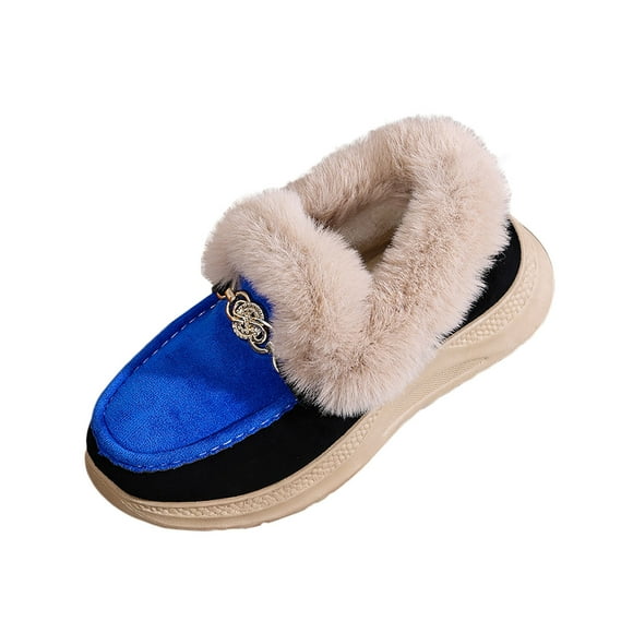 Bottes de Neige pour Femmes Mode Décontractée Hiver avec Semelle Épaisse et Chaudes pour Temps Froid avec Chaussures Boucles en Métal et Roues Embouchables, Bottes de Neige pour Femmes
