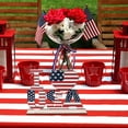 thumbnail image 4 of Eqslft 4th of July Wooden Table Decor Patriotic Table Centerpiece Sign Independence Day Wood Blocks Wooden Plaque Red White and Blue Wood Block Sign for Home, 4 of 8
