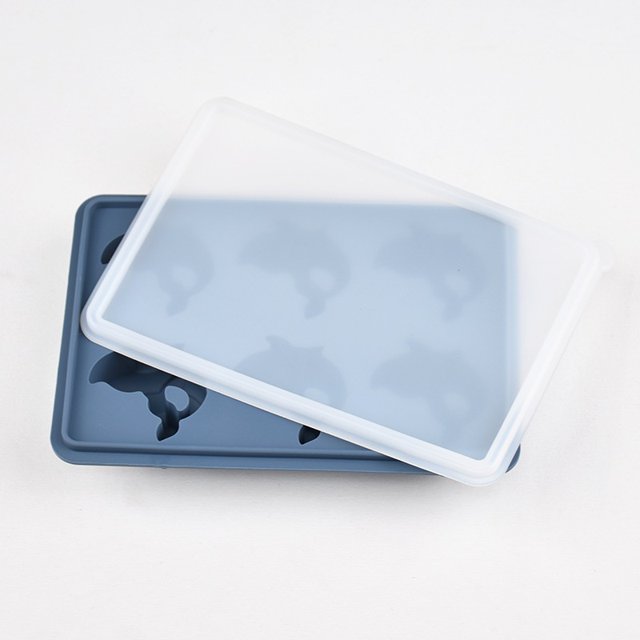 Bandeja de hielo creativa de silicona con forma de delfín, molde for cubitos de hielo de fácil liberación de 6 piezas for bebidas