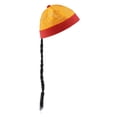 thumbnail image 2 of Gorra Oriental China Yinane de Brocado Brillante para Disfraz Amarillo + Rojo, 2 of 7