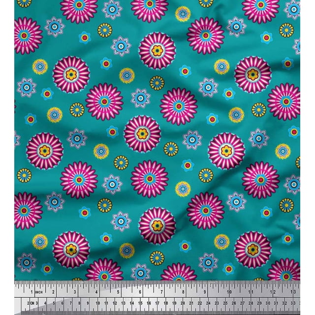 Soimoi Rayon Fabric Flower Artistic Printed Fabric 1 Yard 42 Inch Wide