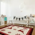 thumbnail image 4 of Christmas Elk Area Rug 5x7ft Snowflake Red Black Buffalo Plaid Non-Slip Washable Square Rugs Soft Felt Indoor Floor Mat for Bedroom Kitchen Living Room Bathroom, 4 of 8