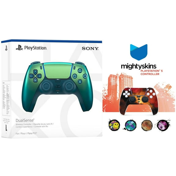 Sony PlayStation 5 DualSense Wireless Controller with MightySkins Custom Decal Skin Voucher - Chroma Teal