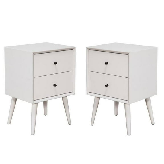 Home Square 2 Piece Wood Nightstand Set with 2 Drawer in White