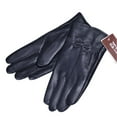 thumbnail image 2 of Gustave Winter PU Leather Gloves for Women Warm Thermal Fleece Lined Gloves Elegant Bowknot Touchscreen Texting Driving Cycling Gloves, Navy, 2 of 5