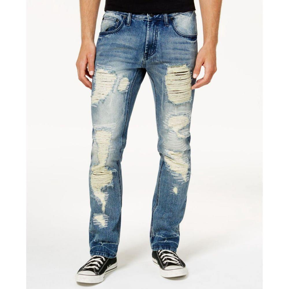 INC Jeans - Medium Wash Blue Mens 38x32 Slim Skinny Ripped Jeans $79 38 ...