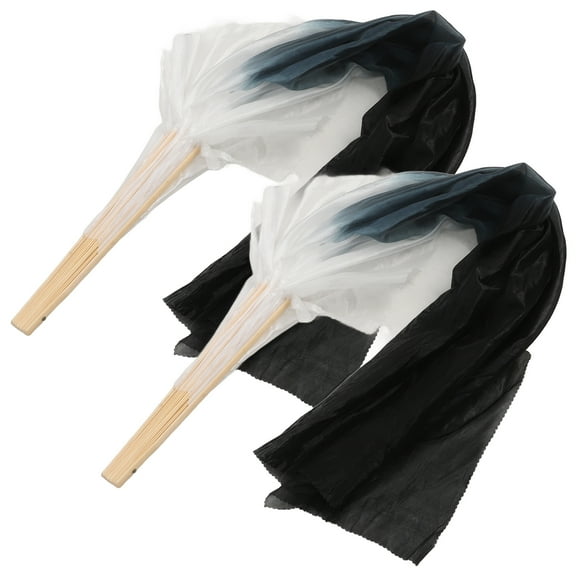 FRCOLOR 1 Pair of Foldable Belly Dancing Fans Veil Long Folding Fan for Dance