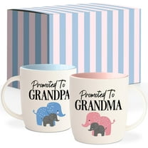 Triple Gifffted Promoted To Grandparents Coffee Mugs for New Best Grandma and Grandpa, Gifts Ideas First Time Grandparent Baby Reveal Pregnancy Announcement Christmas, Ceramic 13Oz